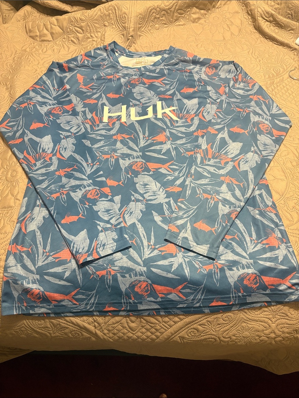 Huk Blue Long Sleeve Tropical Fish Print Shirt